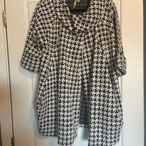Anthropologie Black and White Houndstooth Blouse